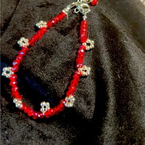 red glass anklet bracelet